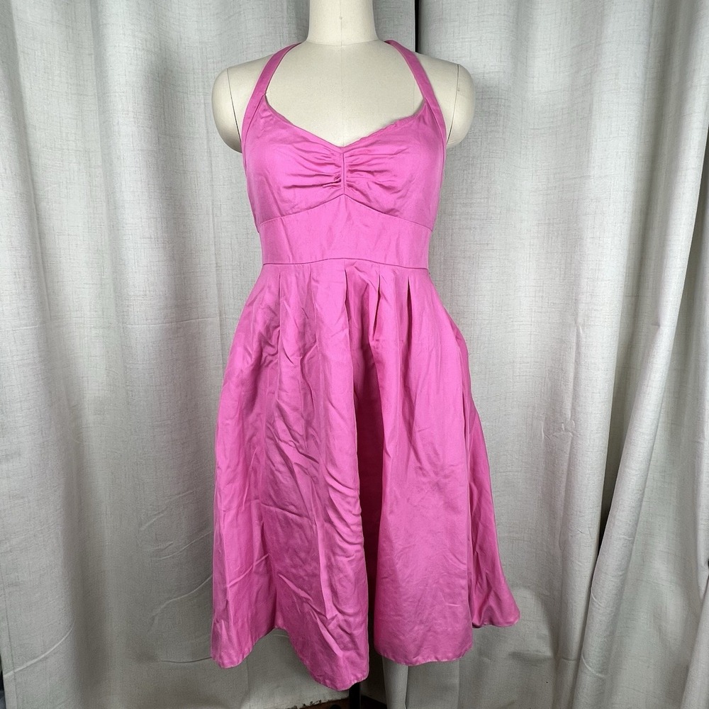 J.CREW 100% Cotton Halter Sun Dress Flare Skirt Sweatheart Neck Line Size 10